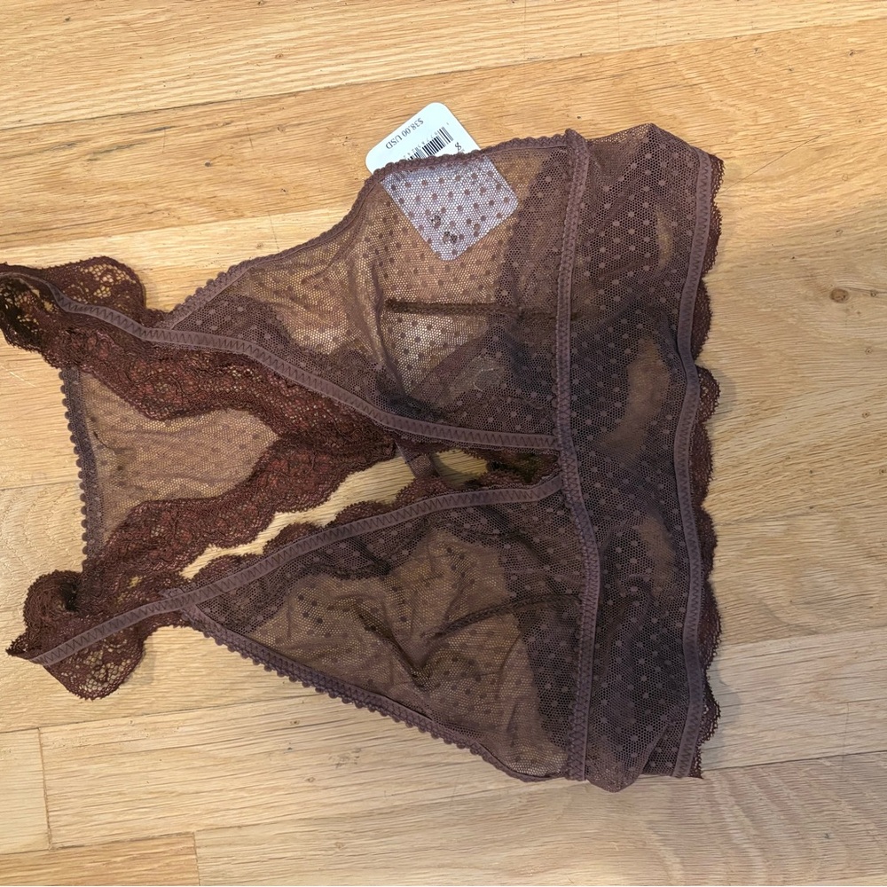 Free People Brown Mesh Bra Intimates